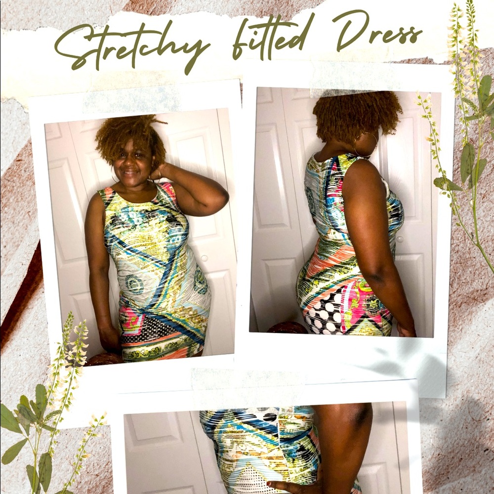 Stretchy Fitted Print Dress